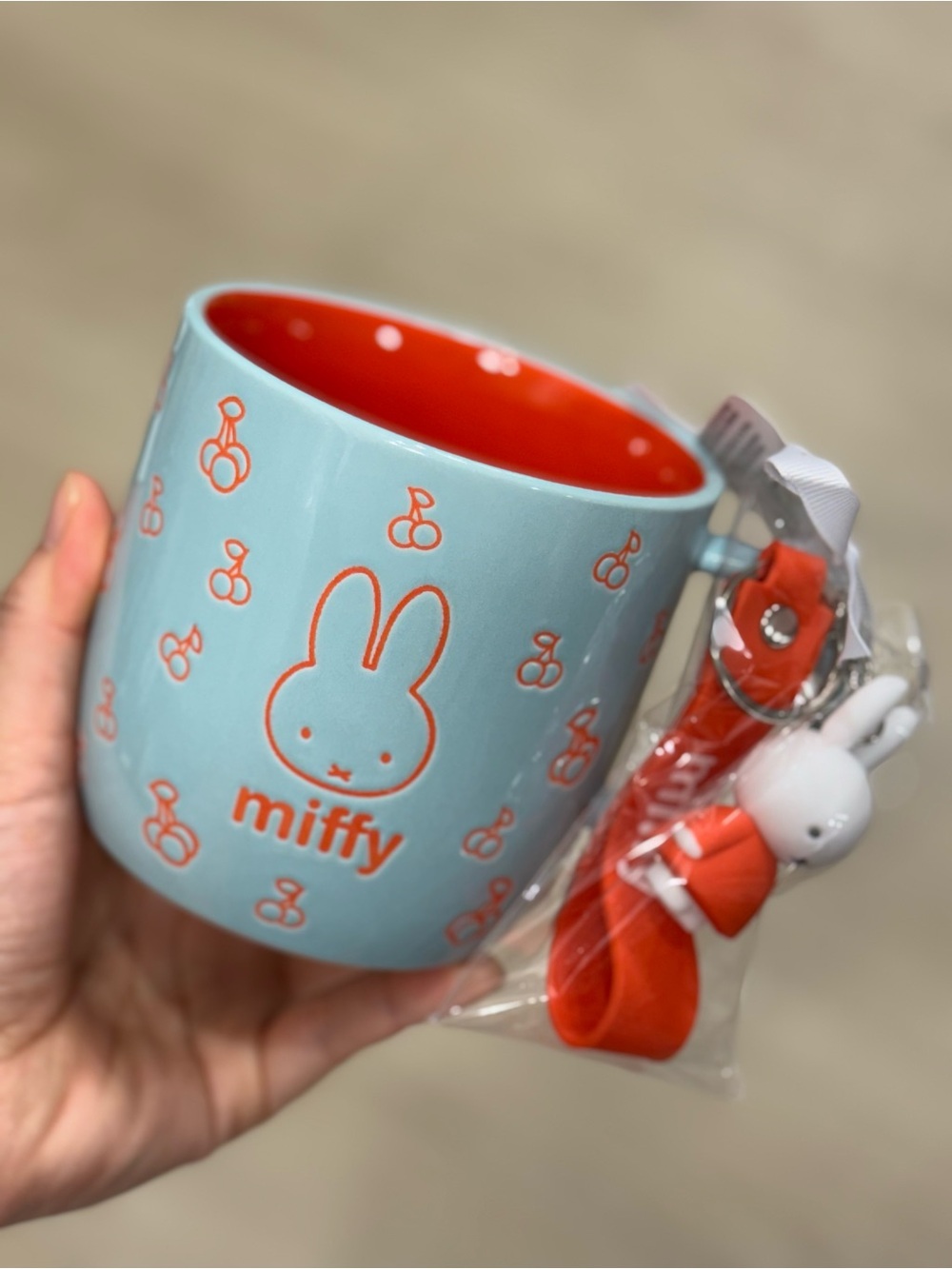 miffy Light Blue Mug with Red Interior and Charm